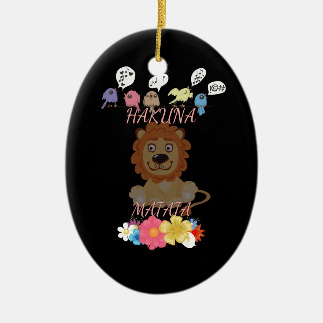 Charming "Flora and Fauna Hakuna Matata" Baby Lion Keramik Ornament (Vorne)