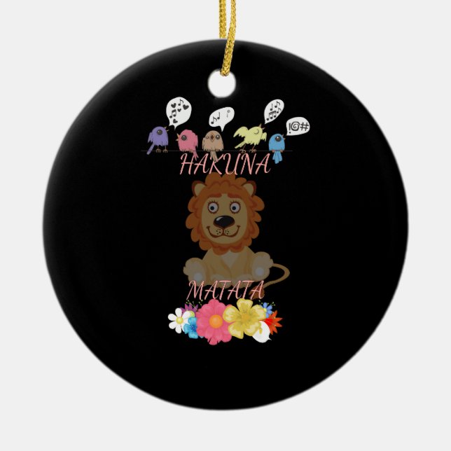 Charming "Flora and Fauna Hakuna Matata" Baby Lion Keramikornament (Vorne)