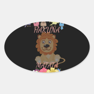 Charming "Flora and Fauna Hakuna Matata" Baby Lion Ovaler Aufkleber