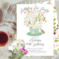 Charming Floral Birthday Tee Party Einladung