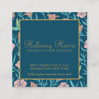 Charming Floral & Hummingbird Muster Quadratische Visitenkarte
