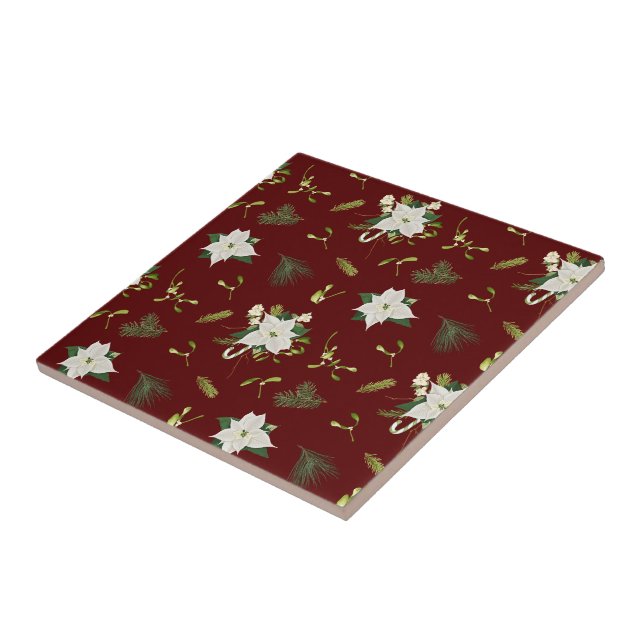 Charming Floral Pattern on Maroon Fliese (Seite)