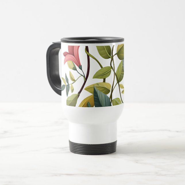 Charming Floral Print Coffee Mug Reisebecher (Vorderseite Links)
