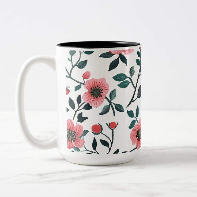 Charming Floral Print Coffee Mug Zweifarbige Tasse (Links)