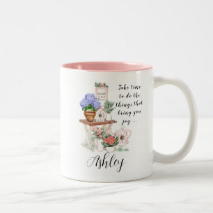 Charming Floral Vorname Motivierend Zweifarbige Tasse