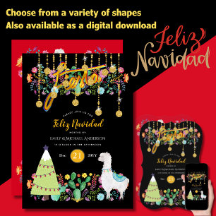 Charming Folksy Fiesta Feliz Navidiad Weihnachten Einladung