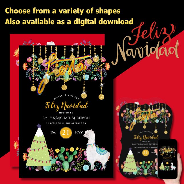 Charming Folksy Fiesta Feliz Navidiad Weihnachten Einladung (Von Creator hochgeladen)