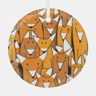 Charming Fox Family: Spielerisches Tiermuster Ornament Aus Glas