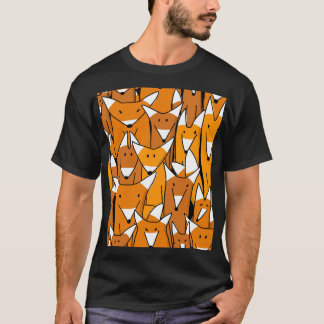 Charming Fox Family: Spielerisches Tiermuster T-Shirt