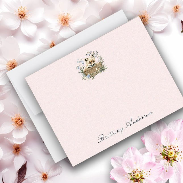 Charming Fox und Blumen für alle Zwecke flach Mitteilungskarte (Von Creator hochgeladen)