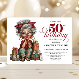 Charming Funny Lady 50th Birthday Quirky Humor Einladung