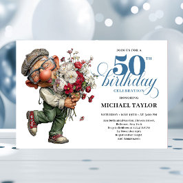 Charming Funny Man 50th Birthday Quirky Humor Einladung