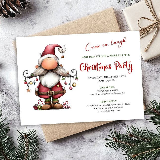 Charming Funny Santa Minimalist Holiday Invitation Einladung (Charming Funny Santa Minimalist Holiday Invitation)