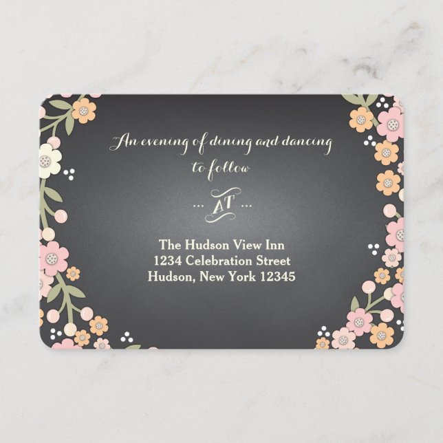 Charming Garden Blumenreath II Hochzeitsempfang Begleitkarte (Vorderseite)