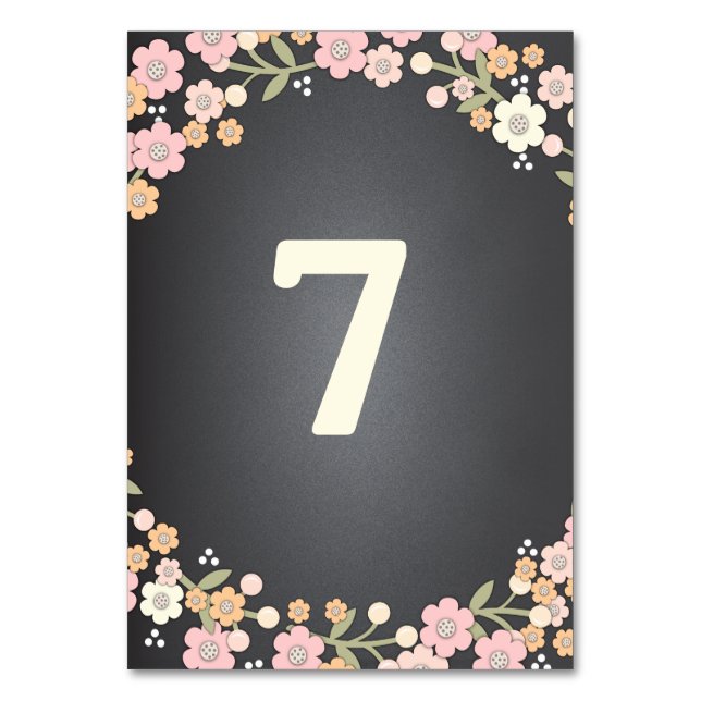 Charming Garden Floral Wedding Tischnummer Card (Vorderseite)