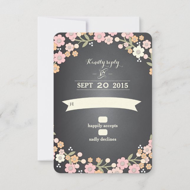 Charming Garden Floral Wreath II Wedding RSVP Card (Vorderseite)