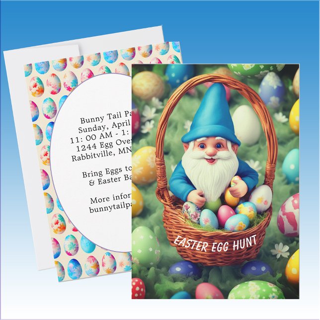 Charming Gnome & Basket Ostereier Jagd Einladung (Charming Gnome & Basket Easter Egg Hunt Invitation)