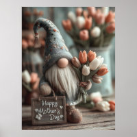 Charming Gnome Holding a "Happy Mother Day" Zeiche