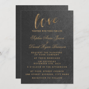 Charming Gold Foil Black Wedding Einladung