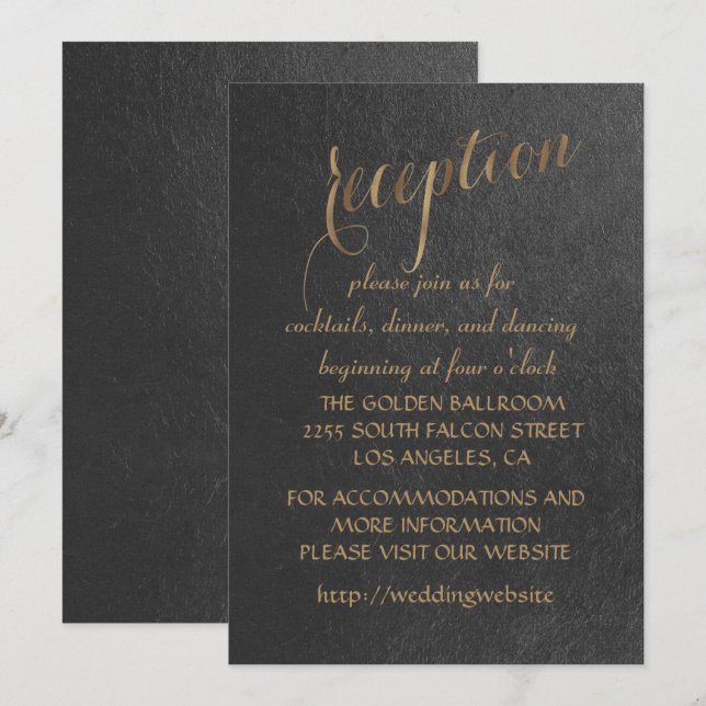 Charming Gold Foil Black Wedding Empfang Einladung (Vorne/Hinten)