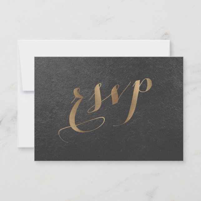 Charming Gold Foil Black Wedding RSVP (Vorderseite)