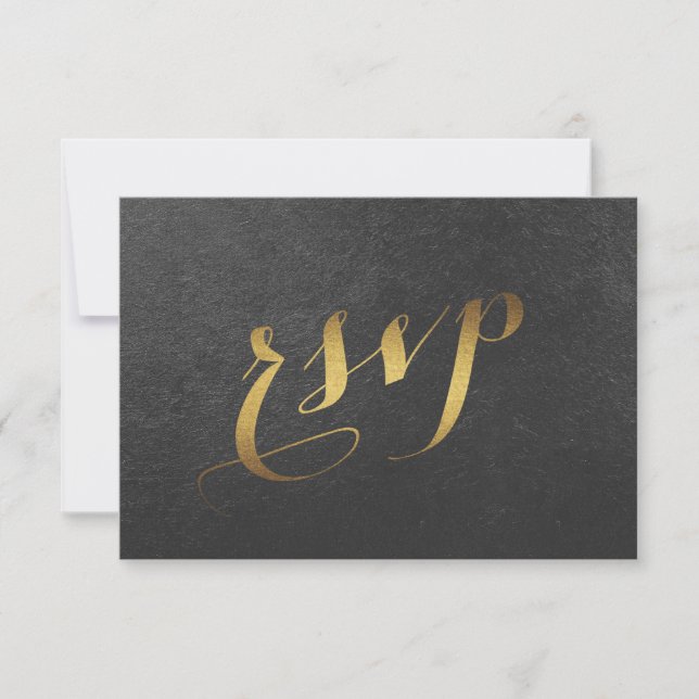 Charming Gold Foil Black Wedding RSVP (Vorderseite)