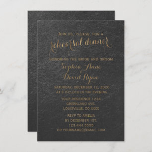 Charming Gold Foil Gray Hochzeitsessen Probe Einladung