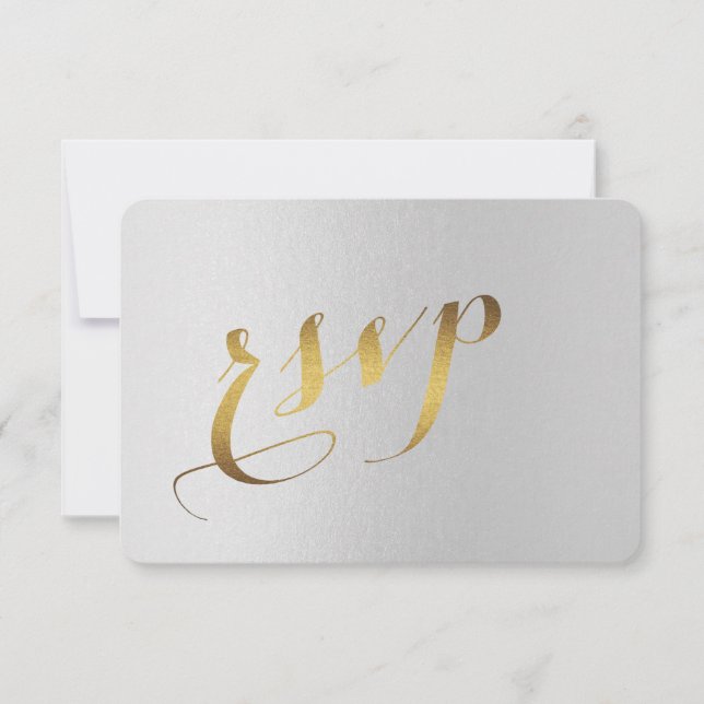 Charming Gold Foil Gray Wedding RSVP (Vorderseite)