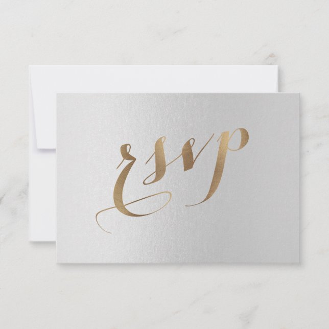 Charming Gold Foil Gray Wedding RSVP (Vorderseite)