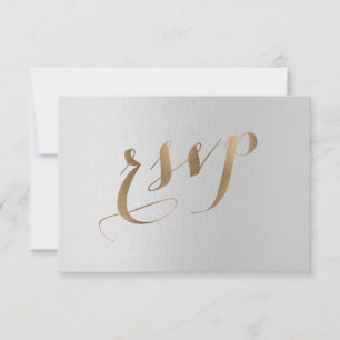 Charming Gold Foil Gray Wedding RSVP Karte
