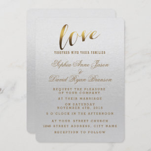 Charming Gold Foil Grunge Gray Hochzeit Einladung