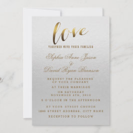 Charming Gold Foil Grunge Gray Hochzeit Einladung