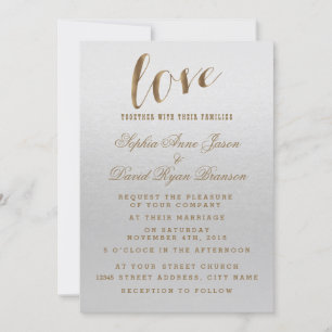 Charming Gold Foil Grunge Gray Hochzeit Einladung