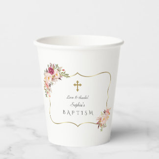 Charming Gold Frame Blush Pink Bläsertaufen Pappbecher