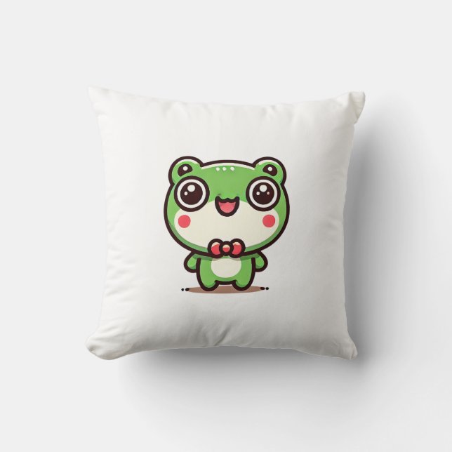 Charming Green Frog Cushion Kissen (Vorderseite)