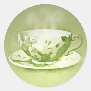 Charming Green Teacup Stickers