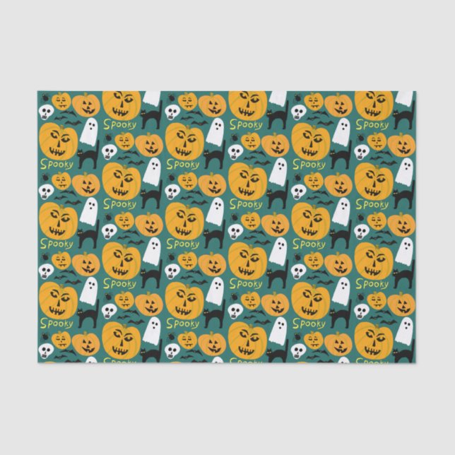 Charming Halloween Pumpkins Spooky Ghost Seidenpapier (Vorderseite)