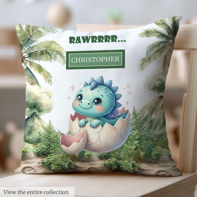 Charming Hatching Soon Baby Dinosaurier Kinderzimm Kissen (Charming Hatching Soon Baby Dinosaur Nursery Throw Pillow)