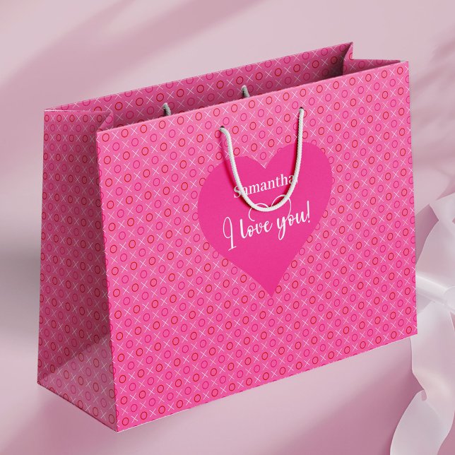 Charming Heart Pattern I Love You Custom Gift Bag Große Geschenktüte (Charming Heart Pattern I Love You Custom Gift Bag)