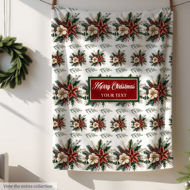 Charming Individuelle Name Vintage Weihnachtsbaum Fleecedecke (Charming Custom Name Vintage Christmas Throw Fleece Blanket )