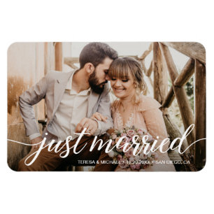 Charming Just Married Script Overlay-Foto Magnet
