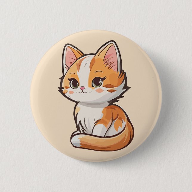 Charming Kawaii Kitten Button (Vorderseite)