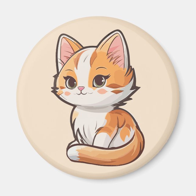 Charming Kawaii Kitten Magnet (Vorne)
