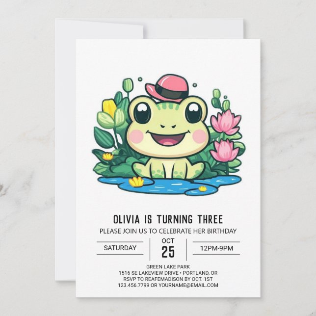 Charming Kids Frog Digital Geburtstag Einladung (Vorderseite)