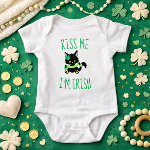 Charming Kiss Me I'm Irish Cat Baby Strampler
