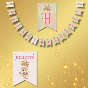 Charming Kitten Girl 1. Happy Birthday Banner