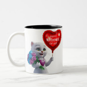 Charming Kitten National Cat Day T - Shirt Zweifarbige Tasse