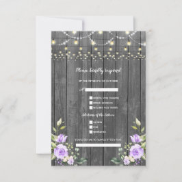 Charming Lavender Floral Barn Wood Wedding RSVP Karte
