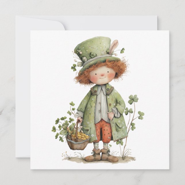 Charming Leprechaun Happy St Patrick's Day Karte (Vorderseite)