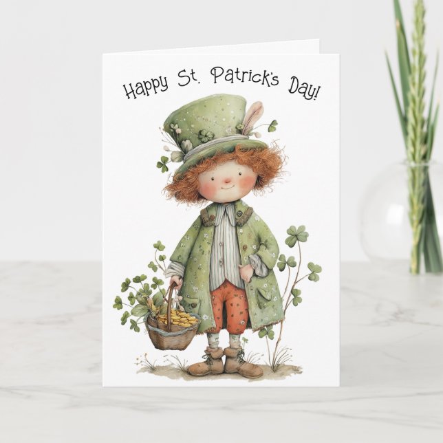 Charming Leprechaun Happy St Patrick's Day Karte (Vorderseite)
